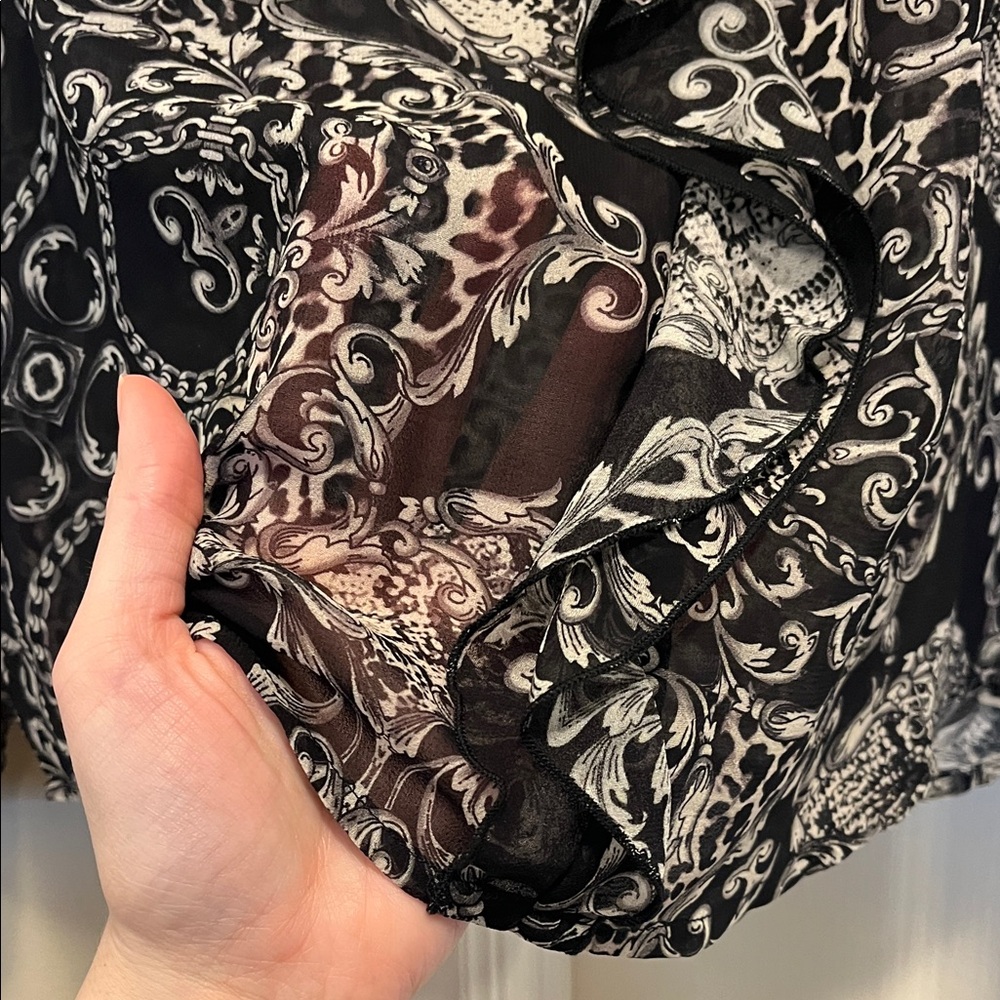 Y2K Sheer Paisley Ruffle Blouse - Picture 5 of 13